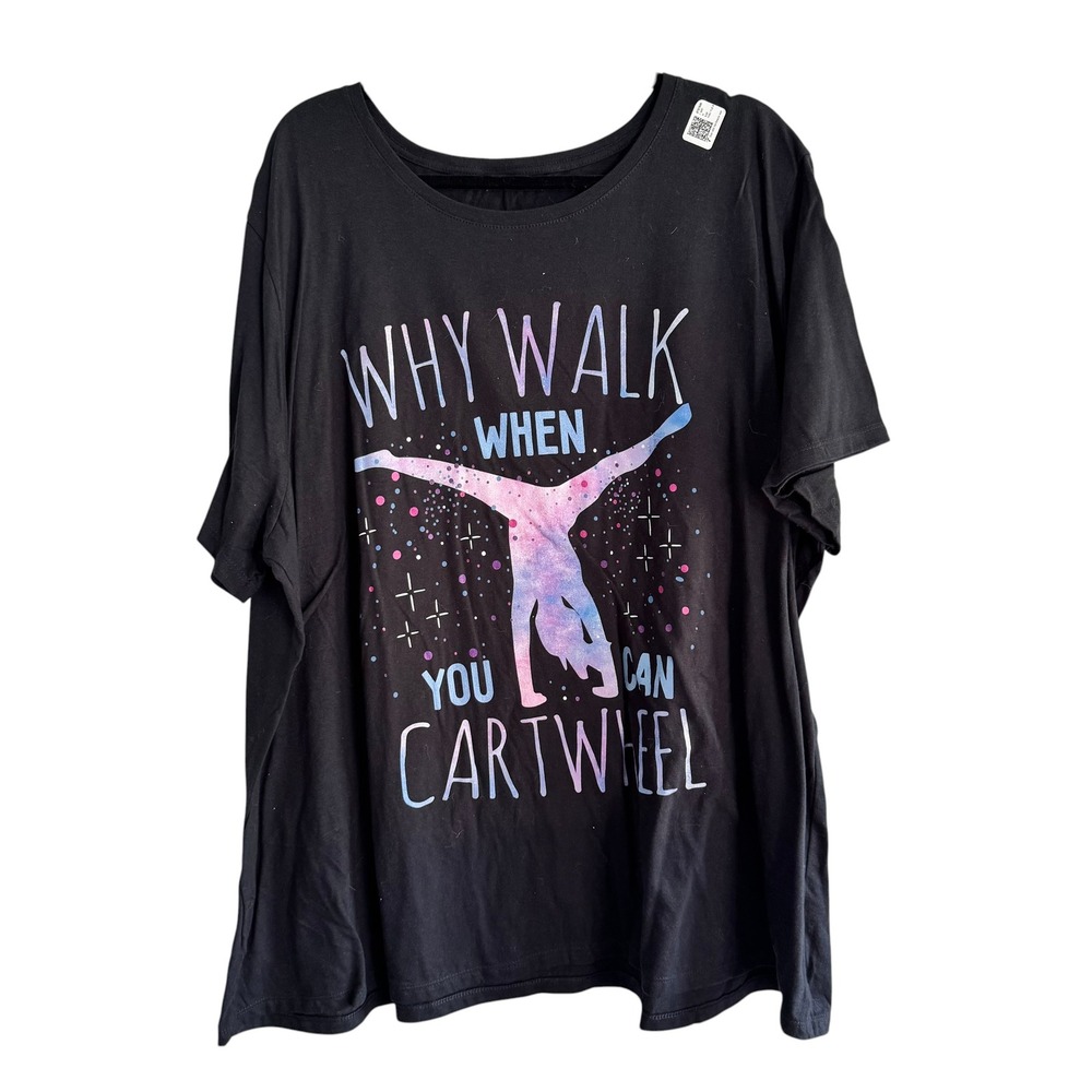 Gildan Gymnastics Graphic T-Shirt Black Why Walk When You Can Cartwheel 5X